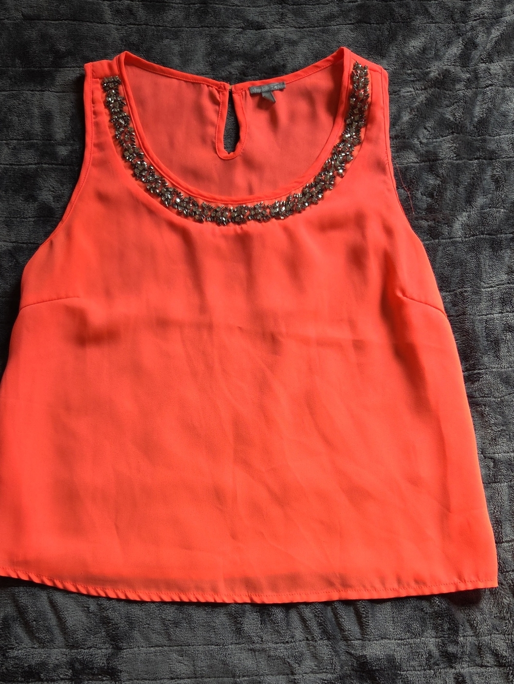 Charlotte Russe Coral Beaded Neckline Sleeveless Camisole